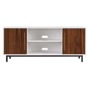 Julian 58 in. White/Walnut TV Stand For TV's Up To 65 in.