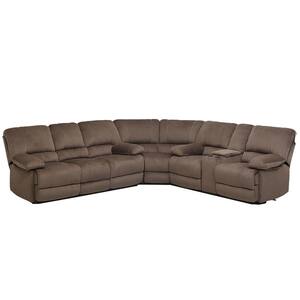 Modern Comfort 220 in Wide Round Arm Cotton L Shaped Sofa in Brown
