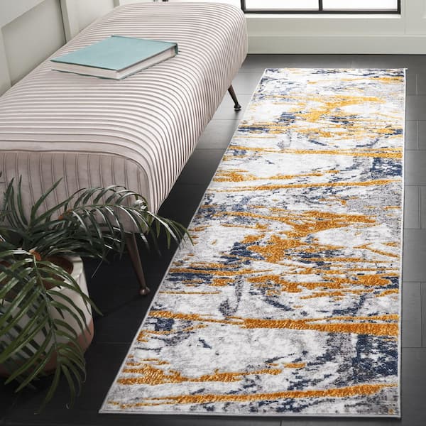 Amelia 700 2 ft. x 8 ft.Ivory/Gold Abstract Runner Rug