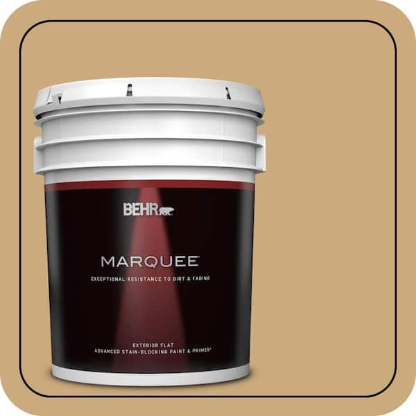 BEHR MARQUEE 5 gal. #S300-4 Flax Straw Flat Exterior Paint & Primer