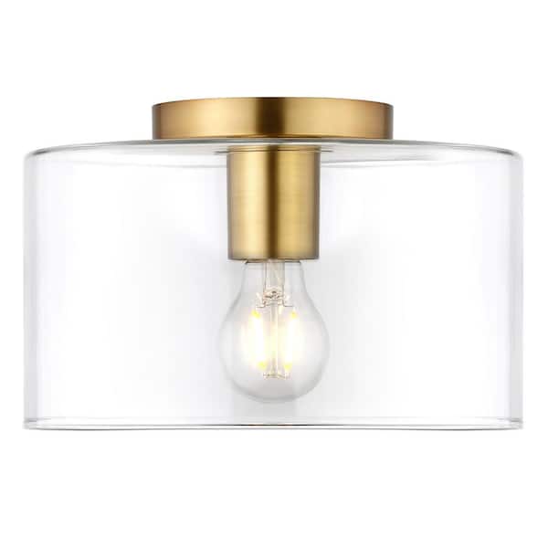Meyer&Cross Henri 10 in. Brass Flush Mount with Glass Shade