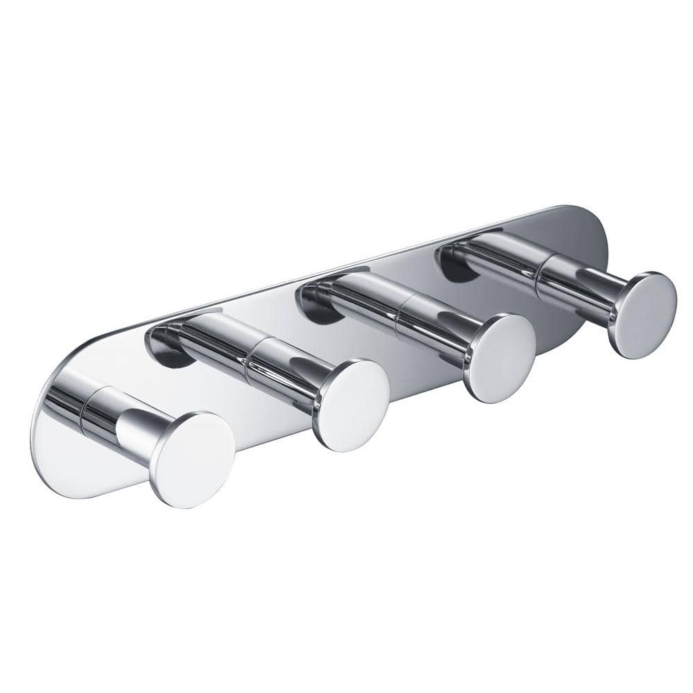 Elie Chrome Wall Mounted Robe Rack with 4 Hooks