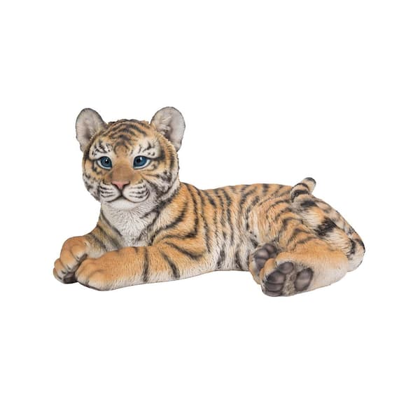 Yellow Baby Tiger Cub Laying Down Garden Statue
