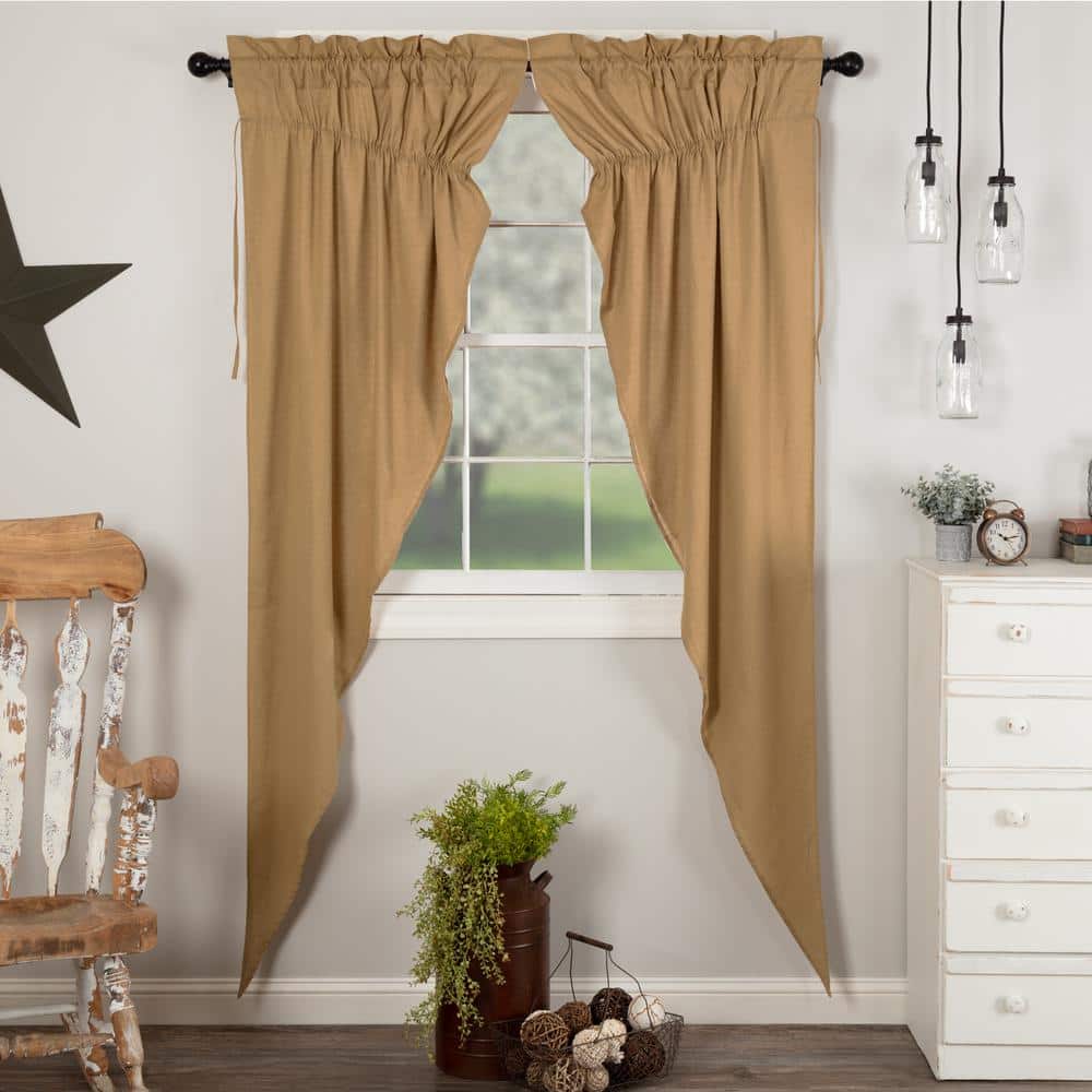 Simple Life Flax 36 in. W x 84 in. L Light Filtering Prairie Window Curtain Panel in Khaki Pair price history on PriceWatchPro