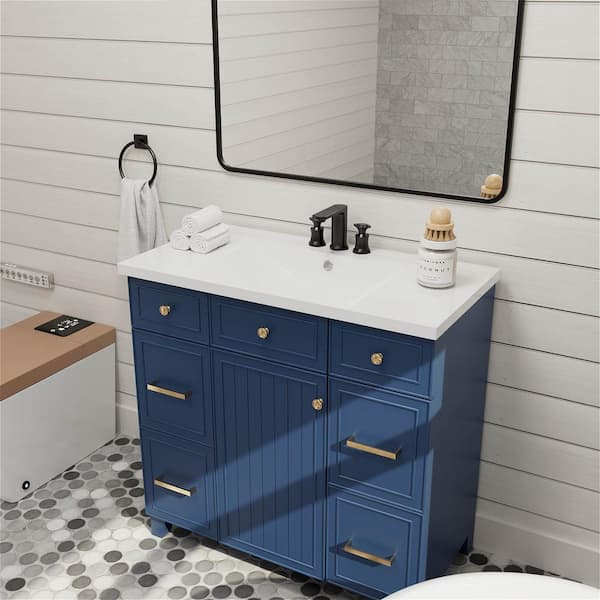 Zeus & Ruta Green 36 W x 18 D x 34 H Bathroom Vanity Bath Cabinet with  Sink Soft Closing Door 3 Drawers Solid Wood Frame WK-VAI-03 - The Home Depot