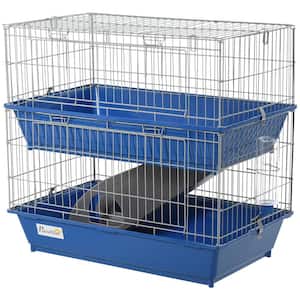 Small Animal Cage Guinea Pig Enclosure, Play House with 2 Doors, Platform, Ramp, Dish and Bottle - 28 in. L