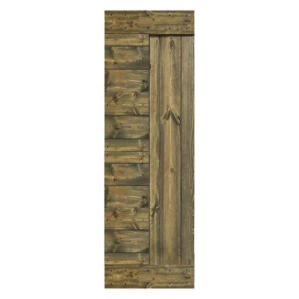 ISLIFE L Series 30 in. x 84 in. Aged Barrel Finished Solid Wood Barn Door Slab - Hardware Kit Not Included