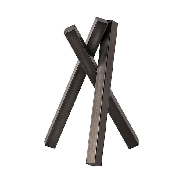 HomeRoots 12 in. Grey Abstract Black Metal Geometric Decor Piece