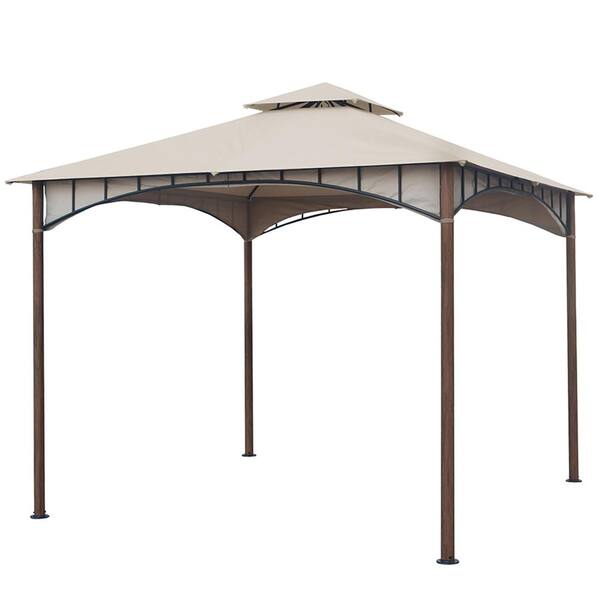 LAUREL CANYON 10 ft. x 10 ft. Beige Soft Top Metal/Steel Outdoor Patio ...