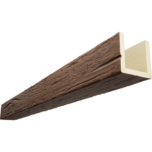 Ekena Millwork Timberthane 6 in. x 8 in. x 24 ft. 3-Sided (U-Beam) Hand Hewn Aged Faux Wood Ceiling Beam