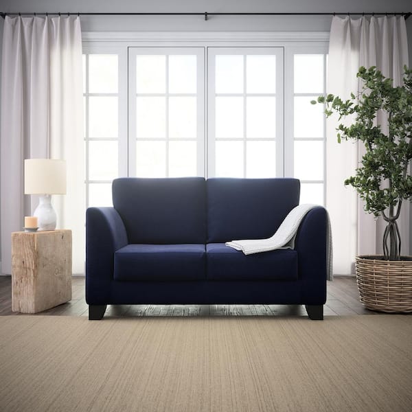 Brookside Holly 61 in. Navy Polyester Upholstered 2-Seater Loveseat Sofa with Flared Arms