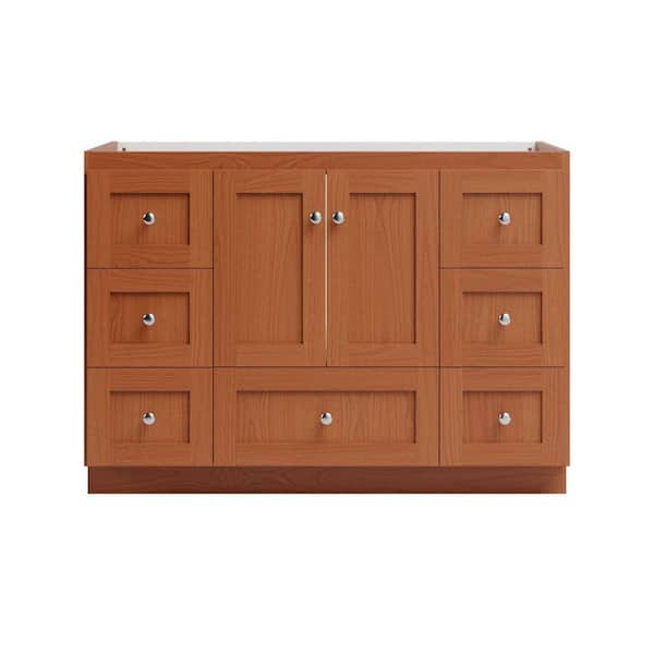 Simplicity by Strasser Shaker 48 in. W x 21 in. D x 34.5 in. H Bath Vanity Cabinet without Top in Medium Alder