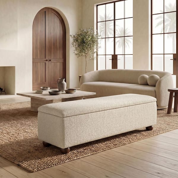 Lucija 62 in. Taupe Bench with Storage