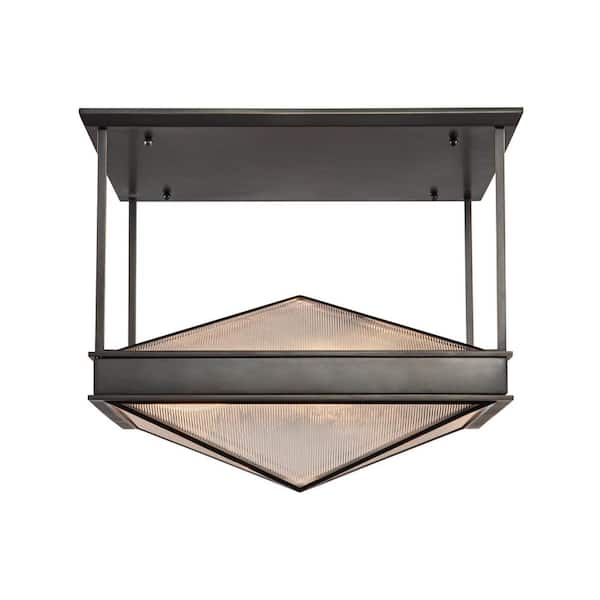 ALORA Cairo 19 in. 4-Light 40-Watt Ribbed Glass/Urban Bronze Semi-Flush Mount