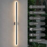 LamQee 63 in. 1-Light Black Modern Linear Integrated LED Indoor/Outdoor Wall Sconce 06FTL0150FBW