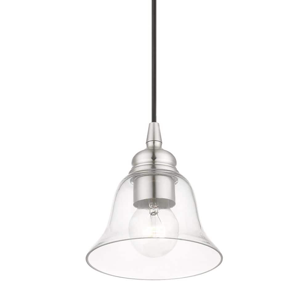 Brushed Nickel Hand-Blown Glass Indoor/Outdoor Pendant Light