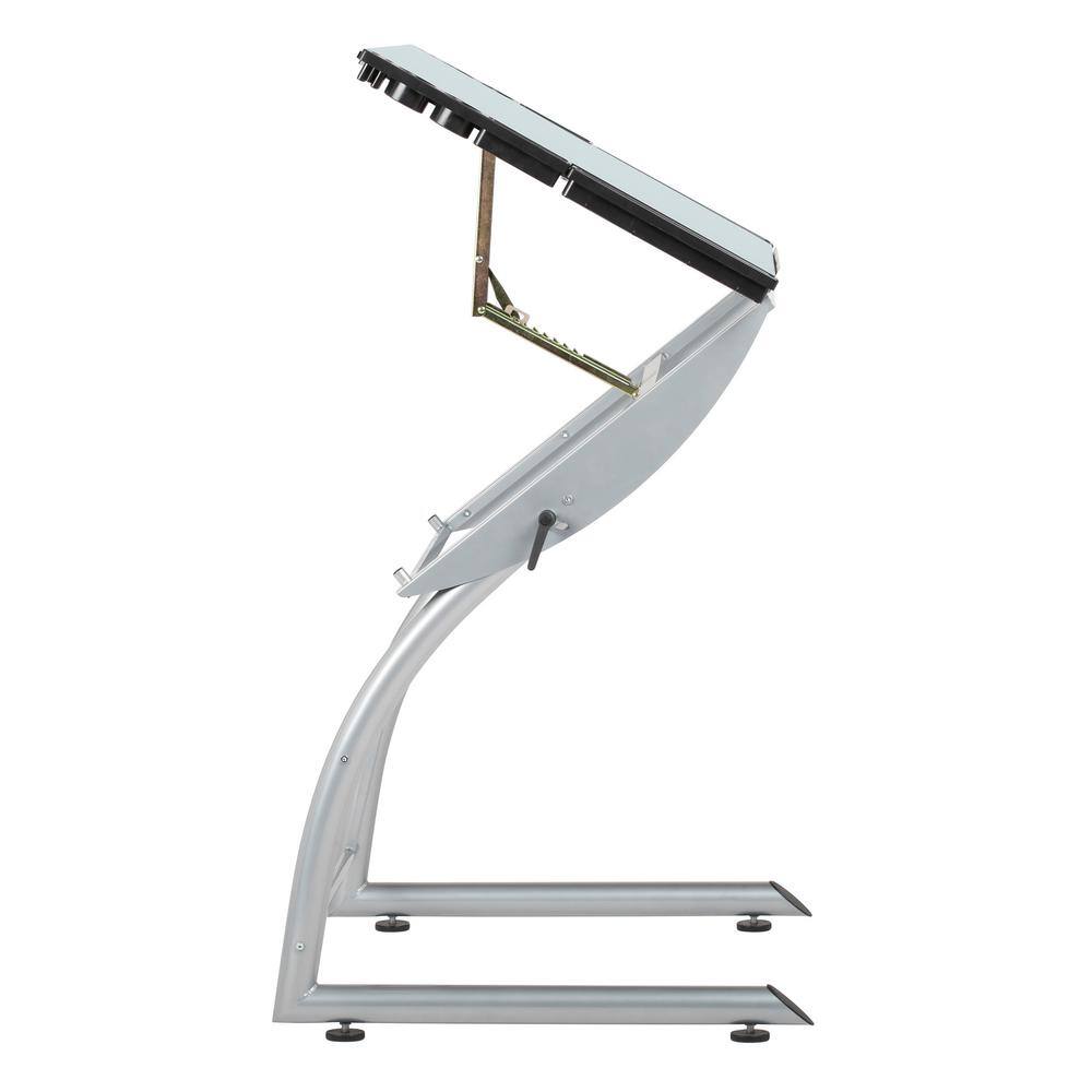 TriFlex Dual-Tilt Glass Crafting Desk in Silver/Blue