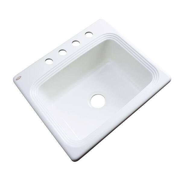 Thermocast Rochester Drop-In Acrylic 25 in. 4-Hole Single Bowl Kitchen Sink in White