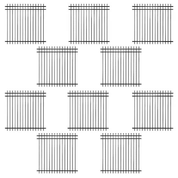 6 ft. x 6 ft. Heavy-Duty Steel Spaced Bar Pointed Pinnacle Flat Metal Fence Panel (Pack of 10)