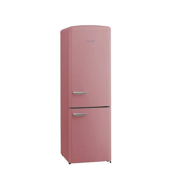 RR2 12 cu. ft. Retro Refrigerator Full Size Fridge with Bottom Freezer Chrome Handle Frost Free LED Multiflow 360° Pink