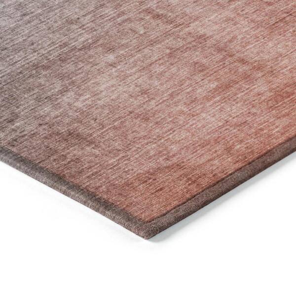 Gray and Red Orange 5 ft. x 8 ft. Woven Solid Color Rectangle Indoor/Outdoor Area Rug