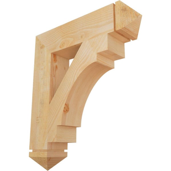 Ekena Millwork 6 in. x 32 in. x 28 in. Douglas Fir Merced Arts and Crafts Rough Sawn Bracket