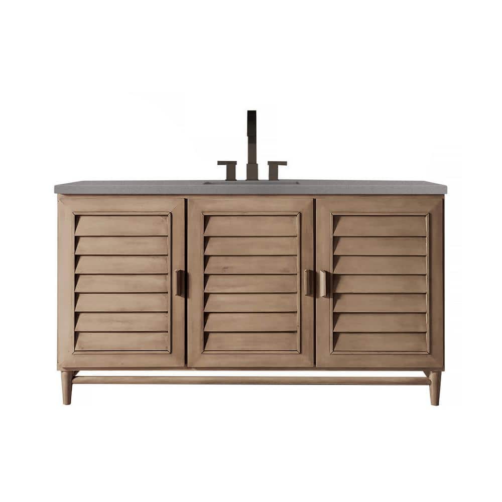 Portland 60 in. W x23.5 in.D x 34.3 in. H Single Bath Vanity in Whitewashed