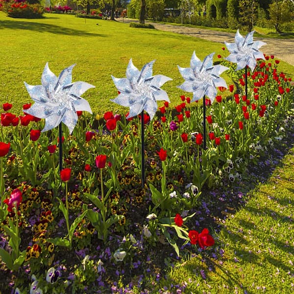 4 Pack Wind Spinner Bloem Pinwheel Speelgoed 24cm Regenboog Windmolen