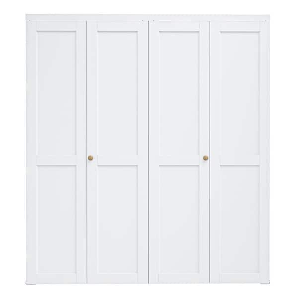 CALHOME 72 in. x 80 in. 2 Panel White Painted MDF Composite Bi