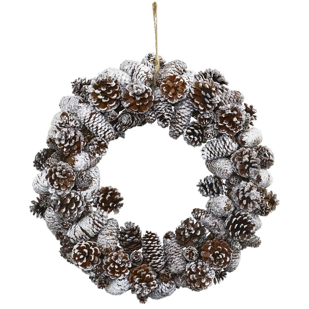 Snowy Artificial Pine Cone Wreath