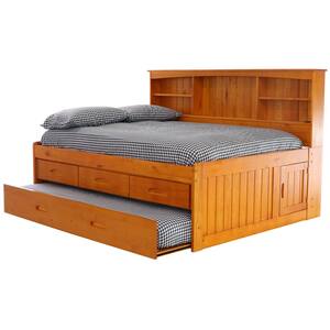 Warm Honey Series Warm Honey Full Size Daybed with 3-Drawers and Twin Size Trundle Bed