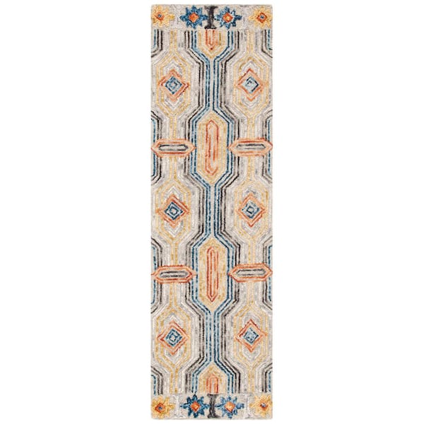 Trace Gray/Blue 2 ft. x 8 ft. Trellis Runner Rug