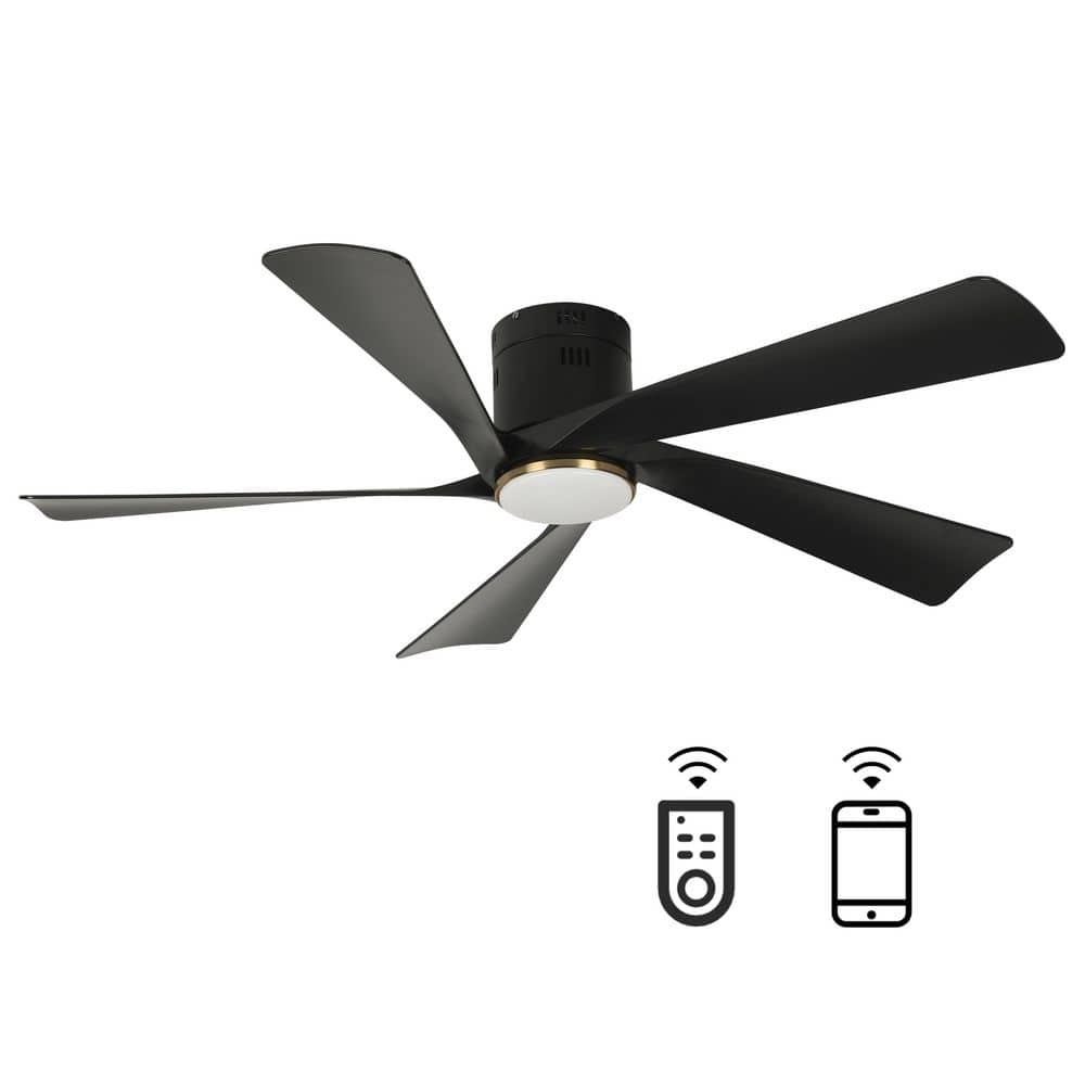 TOZING 52 in. Smart Indoor Black Low Profile Standard Flush