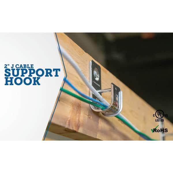 Plastic Cable Hanger J-Hook w/ Drop Wire Clip, 2 Bundle Capacity (Cable  Tech Solutions)