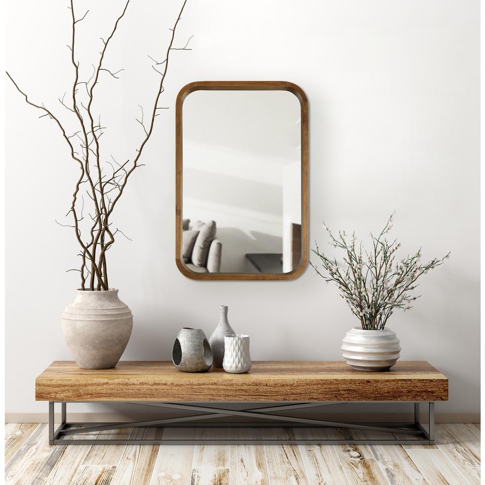 Rustic Brown Solid Poplar Wood 20"x30" Bathroom Vanity Mirror