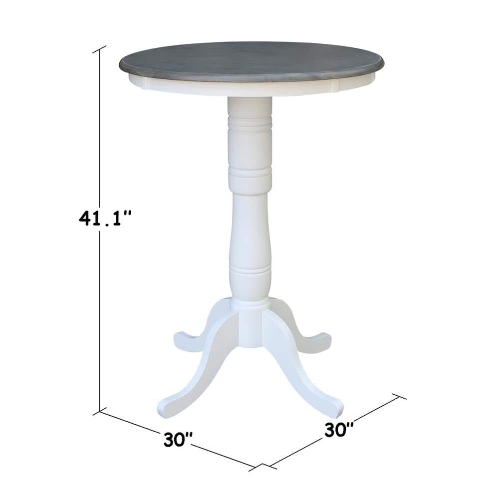 Heather Gray & White Round Extendable Bar Height Table