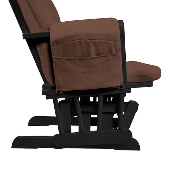 MAYKOOSH Black Nursery Glider and Ottoman Set with Chocolate