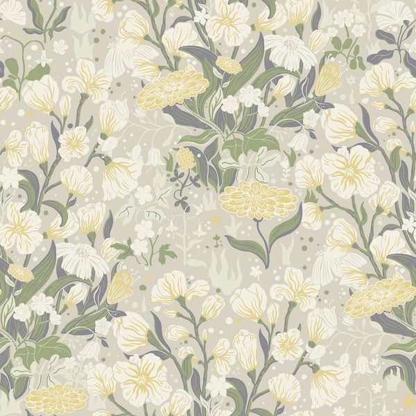 A-Street Prints Hava Yellow Meadow Flowers Wallpaper Sample