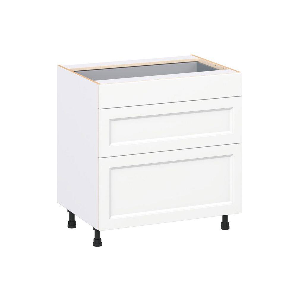 Laramie 33 in. W x 24 in. D x 34.5 in. H Assembled Drawer Base Kitchen Cabinet in Painted Bright White with 3 Drawers price history on PriceWatchPro