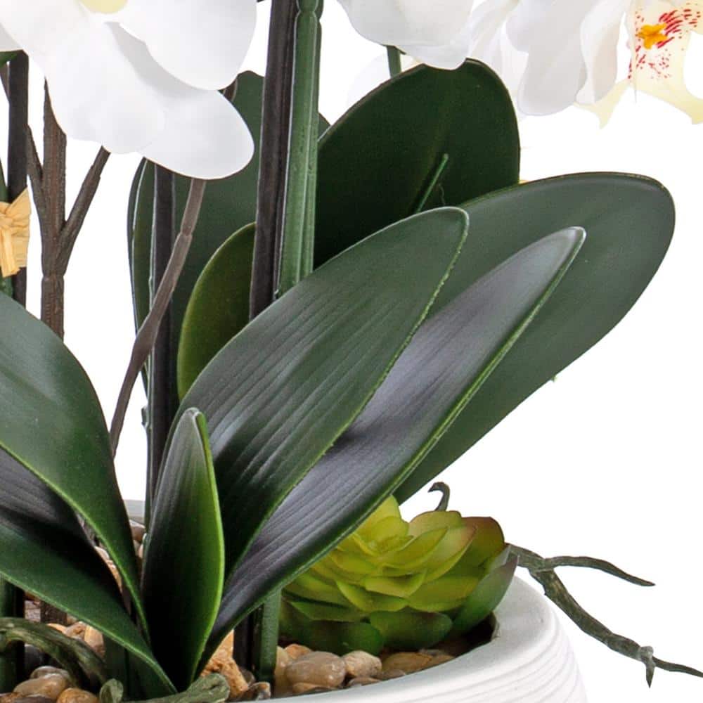 White 36" Artificial Orchid Floral Arrangement in Round Pot