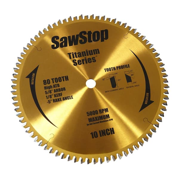 SawStop 80 Tooth Titanium Series Premium Woodworking Blade