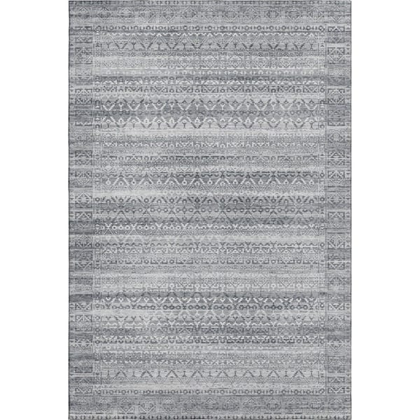 Mayfield Premium Machine Washable Abstract AMF2101 Gray 9 ft. x 12 ft. Area Rug