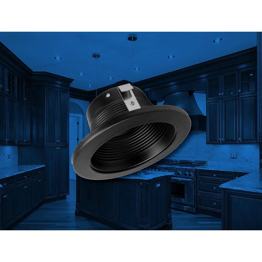 4-Inch Black Steel Recessed LED Baffle Trim