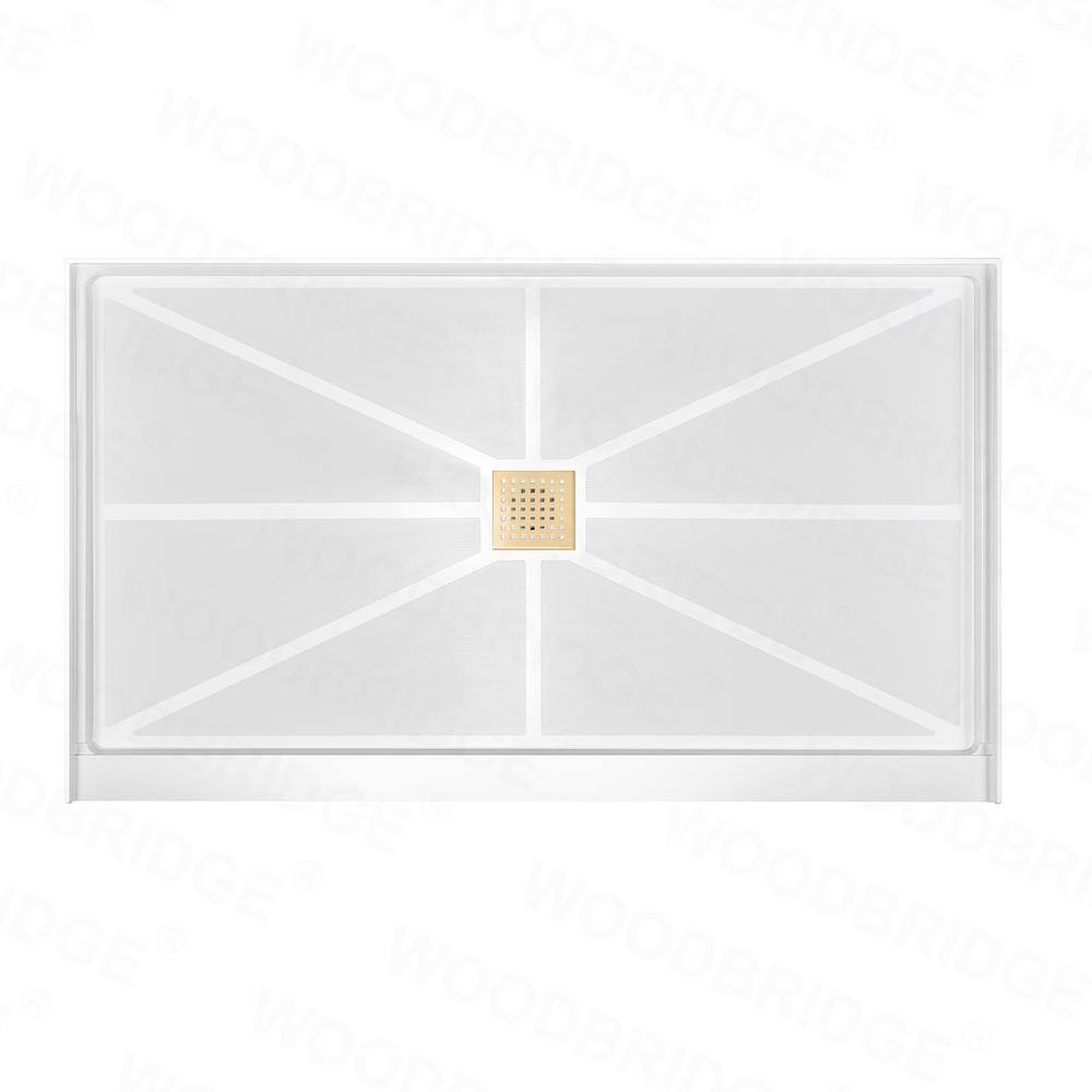 Woodbridge Krasik 48 In. L X 36 In. W Alcove Solid Surface Sho...