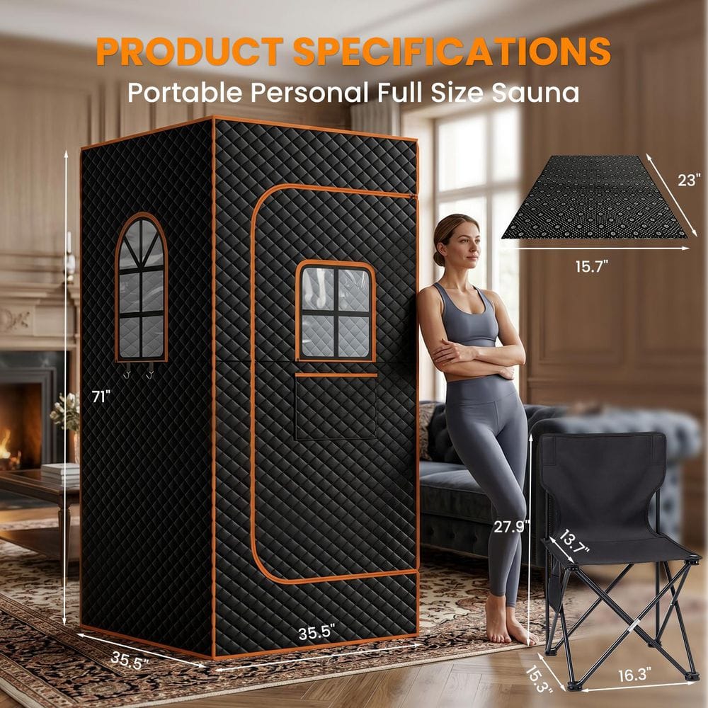 BOZTIY 1-Person Portable Steam Sauna Box with Steamer and Folding