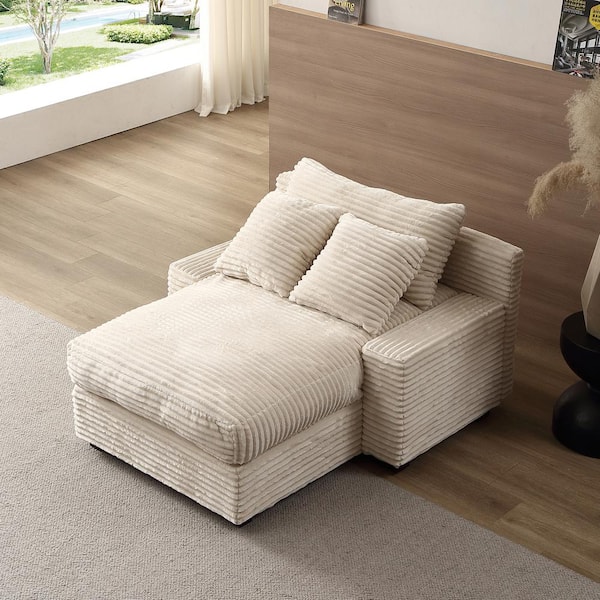 48.8 in. W Beige Corduroy Fabric Twin Size Sofa Bed