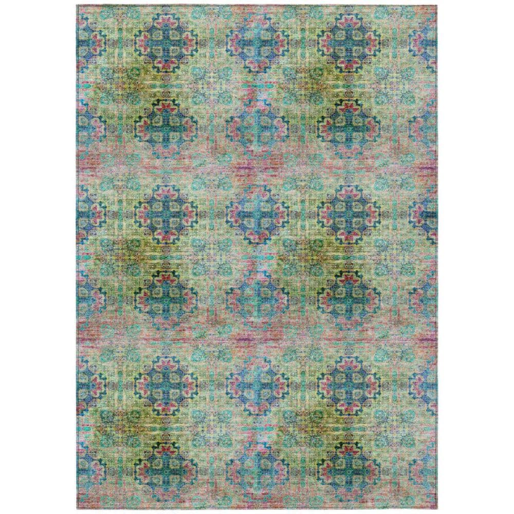 Blue, Green 8 ft. x 10 ft. Woven Floral;Medallion Polyester Rectangle Indoor / Outdoor Area Rug price history on PriceWatchPro