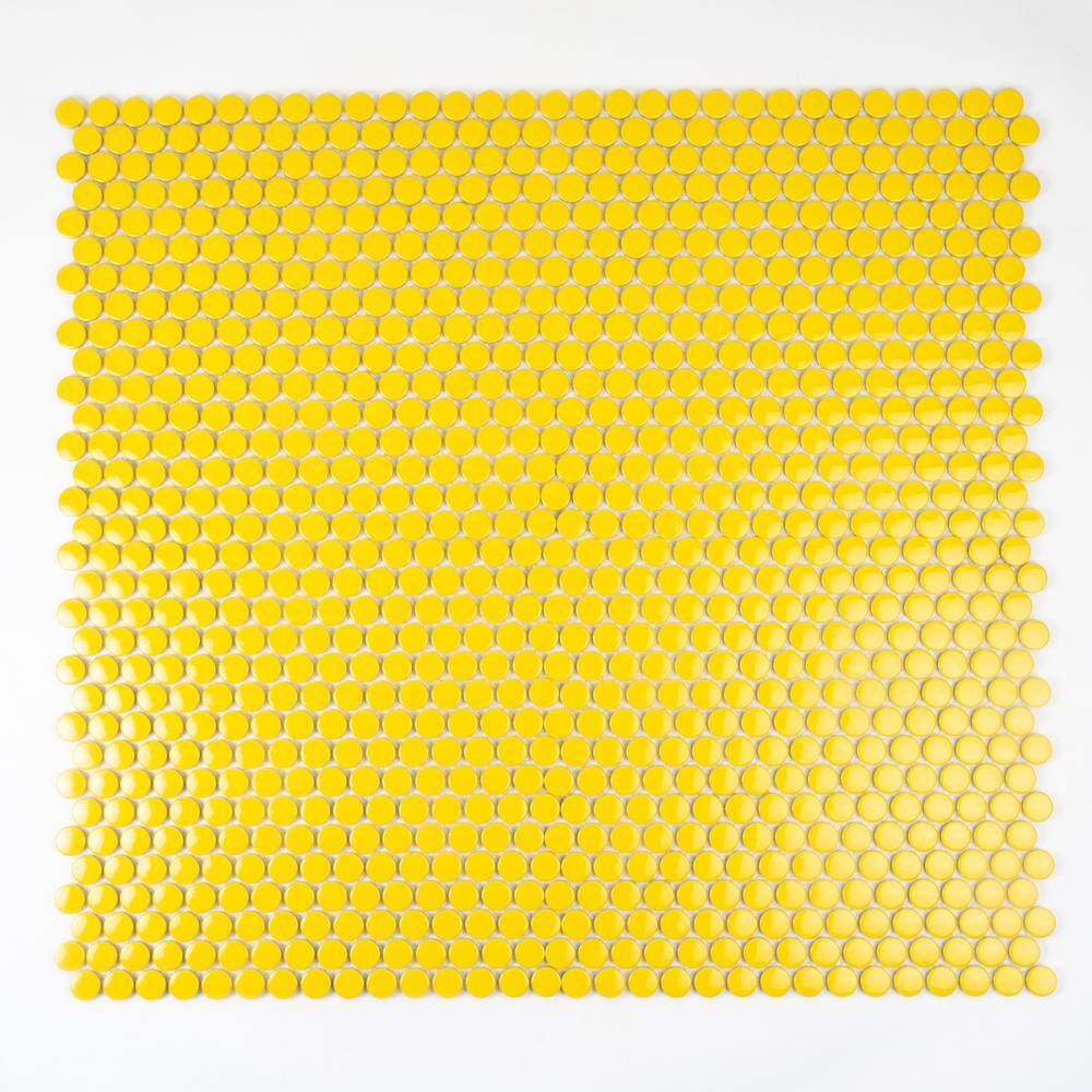 Cirkel 11.46'' Yellow Glossy Porcelain Mosaic Tile Sheet
