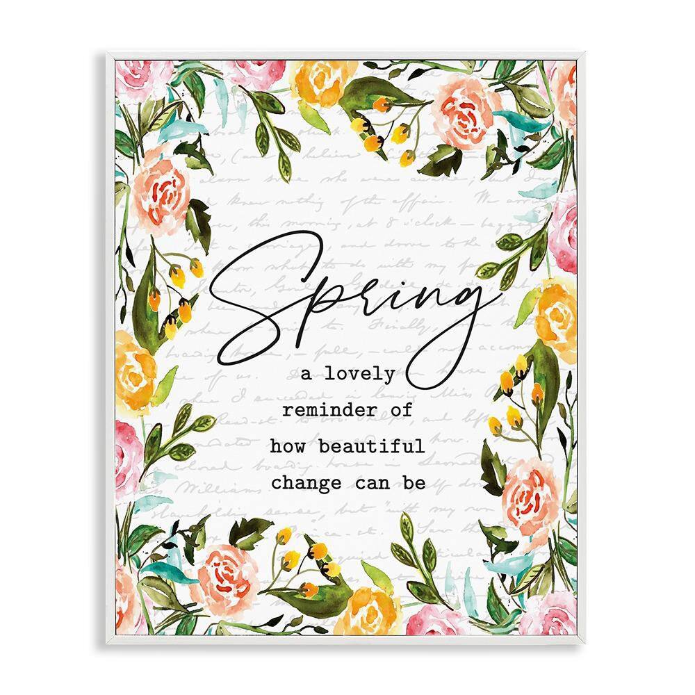Cheerful Spring Typography Blossom Border by Lettered and Lined White Framed Nature Graphic Art Print 30 in. x 24 in. price history on PriceWatchPro
