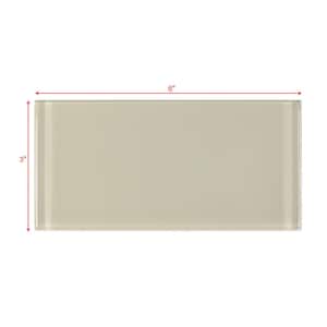 Modern Cream 3 in. x 6 in. Glossy Glass Subway Wall Tile (10 sq. ft./Case)